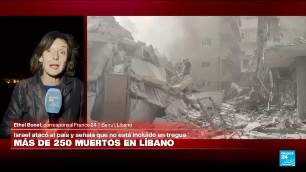Israel continúa ataques sobre Líbano pese a tregua regional y deja cientos de muertos