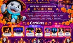 Cartel del Hanal Pixán en Calderitas, del 30 de octubre al 1 de noviembre, de 17:00 a 22:00 horas.